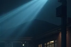 年代长剧集《长夜修灯人》封面，夜色里攀上电线杆的修灯工人